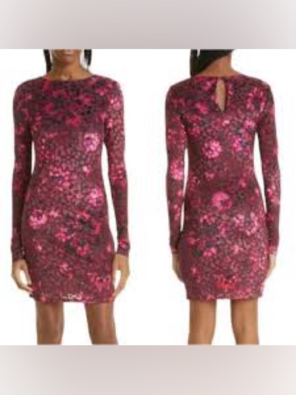 Ted Baker • NWT $225USD Devore Mesh Floral Long Sleeve Bodycon Dress PTP17-20